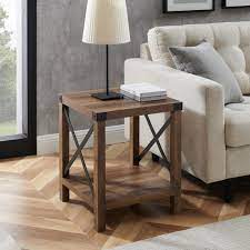 Rustic end table lamps for living room. Walker Edison 18 In Rustic Oak Rustic Urban Industrial Metal X Accent Side Table Hdf18mxstro The Home Depot