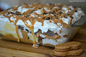 Peanut Butter Cookie Lasagna Recipe Fun Desserts Peanut Butter Recipes Peanut Butter Cookie Lasagna