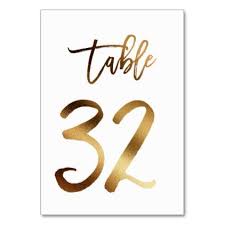 Gold Foil Chic Wedding Table Number Table 32 Zazzle Com Wedding Table Number Cards Wedding Table Numbers Wedding Table