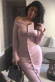 Casual Off The Shoulder Buttoned Long Sleeve Bodycon Dress Oasap Com Bodycon Dress Kylie Dress Midi Dress Style