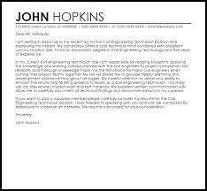 Civil Engineering Technician Cover Letter Sample Cover Letter Templates Examples
