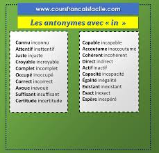 Pour apprendre le référencement naturel, il n'est pas du tout nécessaire de savoir développer ni même d'avoir des connaissances techniques très avancées. Les Antonymes Avec In Im Les Antonymes Cours De Francais French Expressions