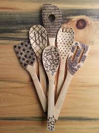 Wood Burned Kitchen Utensils Bamboo Wooden Spoons Wood Burn Spoons Wood Burning Art Wood Diy