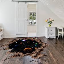 Bedroom Floor Decoration Bedroom Floor Decoration 3d Lifelike Break Wall Galaxy Wall Stickers Funny Floo Floor Stickers Black Wall Stickers Wall Decor Stickers