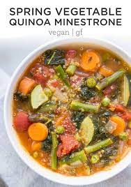 Spring Vegetable Quinoa Minestrone Simply Quinoa Recipe Vegan Soup Recipes Healthy Recipes Vegetarian Recipes