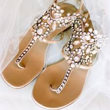 Gold Flip Flops Wedding Sandals With Colorful Rhinestones Image 1 Wedding Shoes Flats Sandals Gold Flip Flops Wedding Sandals