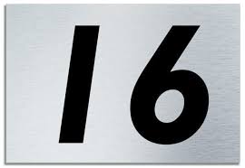 House number aluminium silver plastic wish number /text 7 7/8x7 7/8x0 3/16in. Number 16 Contemporary House Plaque Brusher Aluminium Modern Door Sign