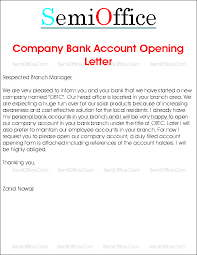 Company Bank Account Opening Request Letter