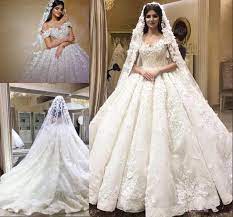 Arabic Dubai 2019 Beaded Lace Ball Gown Wedding Dresses 3d Floral Appliques Of Ball Gown Wedding Dress Wedding Dresses Lace Ballgown Lace Wedding Dress Vintage