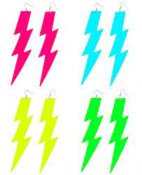 5 5 Neon Lightning Bolt Earrings Etsy Lightning Bolt Earrings Lightning Bolt Jewelry Neon Color
