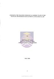 Faculty of business management, uitm. Assessing The Training Needs Of Academic Staff In The