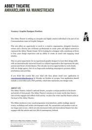 30 editable letter of interest for a job templates templatearchive from templatearchive.com your skills set and experiences are impressive, so let your potential employers know by highlighting them in your job applications with perfect … Graphic Designer Job Description Abbey Theatre