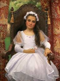 Allan R Banks 1948 American Figure Painter Portrait Girls With Flowers