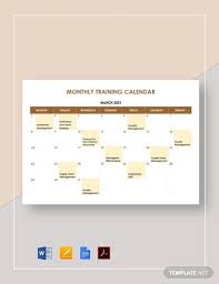 Monthly Training Calendar Template Pdf Word Doc Apple Mac Pages Google Docs Calendar Template Monthly Calendar Printable Monthly Calendar Template