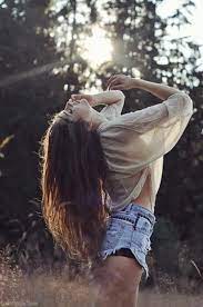 Free In Nature Photography Hair Girl Nature Field Brunette Jean Shorts Sunlight Trees Nature Photoshoot Model Photography Nature Girl