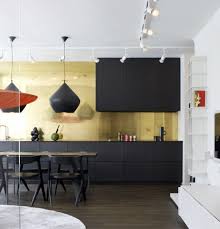 Black And Gold Kitchen Interior Gold Splashbacks Matt Black Cabinets Kitchen Cabinet Color Schemes Kitchen Interior Kitchen Inspirations
