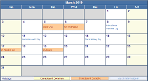 March 2019 Holidays Calendar Marchcalendar Holidayscalendar March2019calendar 2019calendar March 2019 Calendar Holiday Calendar Printable Holiday Calendar
