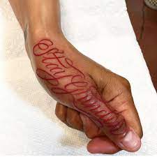 A Few Scripts From One Of My Favorite Lettering Artist Artist Saul Tat2 Location Los Angeles California Red Tattoos Red Ink Tattoos Finger Tattoos