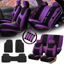 Lavender Black Car Seat Covers For Auto W Steering Cover Belt Pads Floor Mats Seat Belt Pads Pink Seat Covers Car Seats
