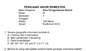 Latihan Soal Ips Kelas 9