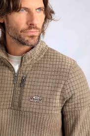 Longmont Eco 1/4 Zip Stripe Grid Fleece Bronze
