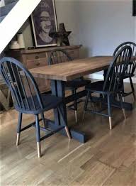 Chalk Paint Dining Table Chairs Black Gold Upcycle Affordable Dining Room Painted Dining Table Kitchen Table Makeover