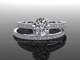 Moissanite Engagement Set Vintage Style Diamond And Moissanite Wedding Set 14k Whit Diamond Wedding Sets Vintage Style Engagement Rings Moissanite Wedding Set