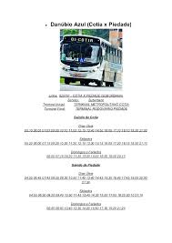 Horario de Ônibus Danúbio Azul(Suburbano) Piedade X Cotia - Baixar pdf de  Doceru.com