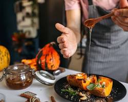 Fall wedding food and drinks with roasted vegetables, apple cider, and pumpkin spice lattes