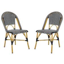 Safavieh Salcha Stacking Aluminum Outdoor Dining Chair In Black And White Set Of 2 Fox5210h Set2 In 2020 Patio Dining Chairs