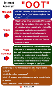 Oot Meaning What Does Oot Mean With Interesting Conversations 7 E S L Other Ways To Say Meant To Be English Lessons
