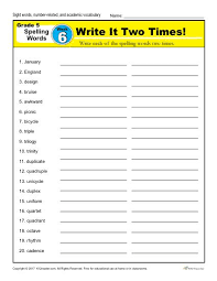 fifth grade spelling words list week 6 k12reader
