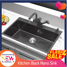 Simple, habits,our sink,no water much found down decor; Black Kitchen Sink Stainless Steel Sink German Technology Premium Nano Material Wash Basin Sink Kitchen Single Slot Shopee Malaysia