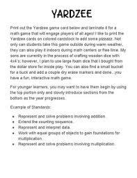 yardzee scoring sheet giant yahtzee math game by active from a z