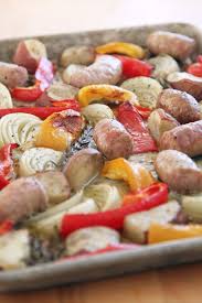 One Pot Or Rather Pan Roasted Italian Sausage Peppers And Onions Recipe Roasted Italian Sausage Stuffed Peppers Italian Sausage