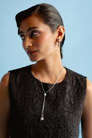 White Finish Swarovski Crystal Long Necklace Design by ESME at Pernia's Pop  Up Shop 2024