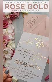 Simple And Glam Wedding Invitations With Rose Gold Lettering In 2020 Wedding Invitations Wedding Invitation Cards Rose Gold Wedding Invitations