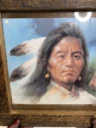 Troy Denton ~ Signed Glossy Print ~ American Native Chief (1) ~ Framed 13x  12”