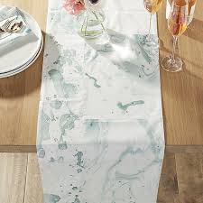 Marbled Aqua Table Runner 120 Crate And Barrel Tablecloth Dining Crates