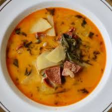 A cannellini bean soup with sweet potatoes, tomatoes, and swiss chard. Portuguese Bean Soup Recipe With Kale And Sausage