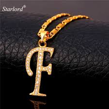 Us 6 9 40 Off Starlord Initial F Letter Pendants Necklaces Women Men Personalized Gift Alphabet Jewelry Gold Color Necklace P1676 In Pendant