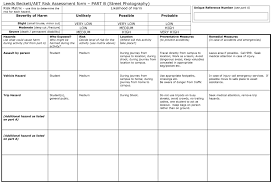 Here Is Our Pre Filled Out Part B Risk Assessment Form For Street Photography Assessment Risk Matrix Writing Paper Template
