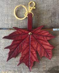maple leaf tool leather keychain bag charm leather keychain leather jewelry diy leather tooling