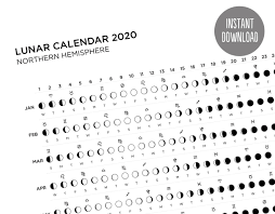 2021 2022 Lunar Calendar Minimal Printable Moon Phases Etsy
