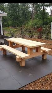 Woodworking Cool Picnic Table Made With Posts Modern Diy Garden Furniture Rustic Wood Projects Picnic Table Plans