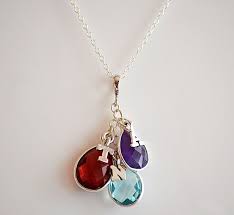 Personalized Natural Birthstone Necklace 3 Birthstones 3 Initials Birthstone Necklace Mother Jewelry Beaded Jewelry