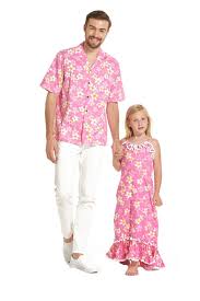 Made In Hawaii Father Daughter Matching Shirt And Girl Maxi Muumuu Dress Yellow Plumeria In Pink Father Daughter Outfits Luau Outfits Muumuu Dress