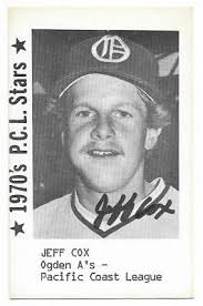 JEFF COX Autographed Signed RARE Minor League card Oakland A's COA