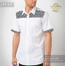 Batik Kombinasi Polos Putih Seragam Batik Model Baju Pria Pakaian Pria Sketsa Model Pakaian