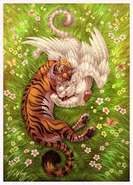 Tiger Embrace By Dolphydolphiana Deviantart Com On Deviantart Mythical Creatures Art Cute Fantasy Creatures Big Cats Art